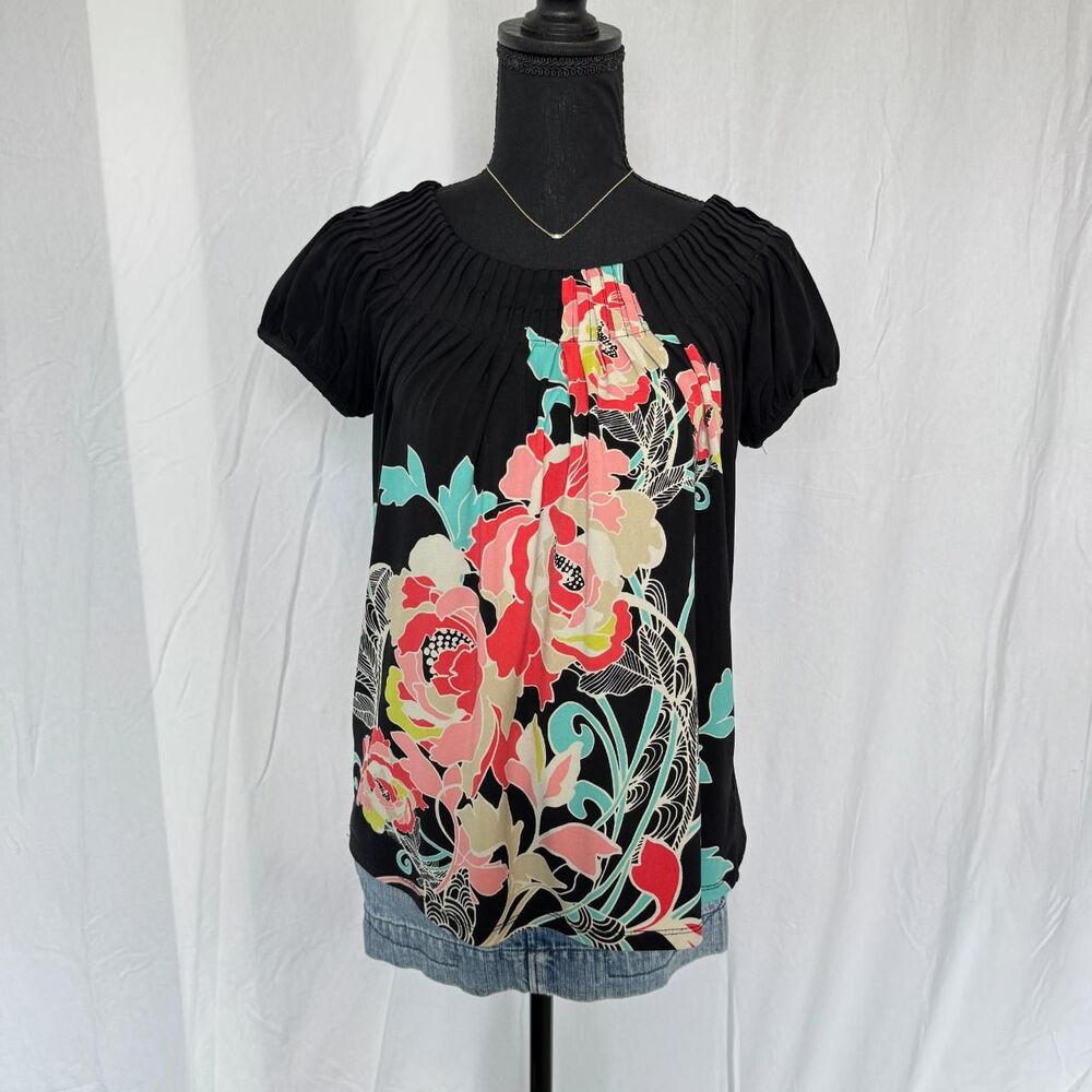 Vintage Style & Co Top \ Y2K 2000s Retro Floral Off-The-Shoulder Blouse